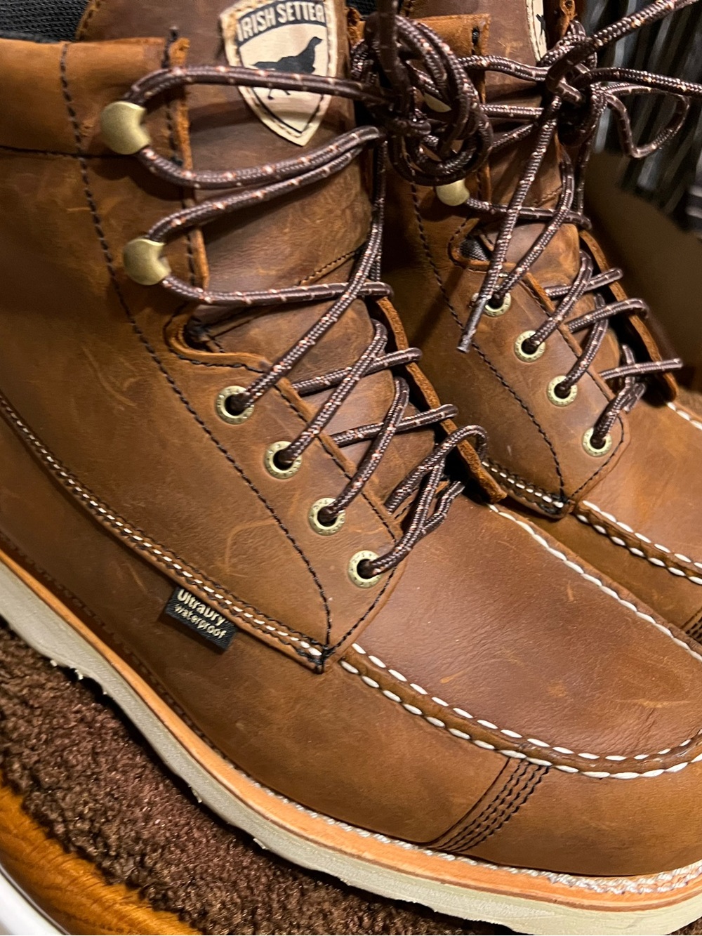 Irish Setter Brown Leather Moc Toe Work Boots